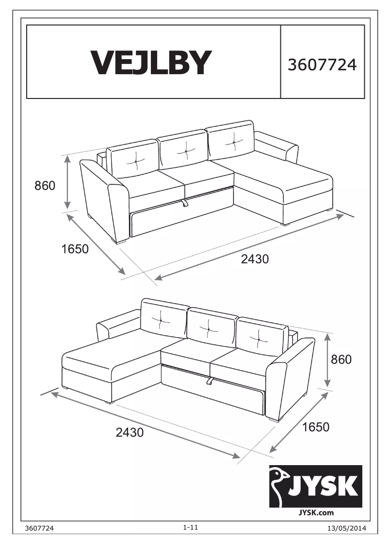 First page image of the manual for Vejlby