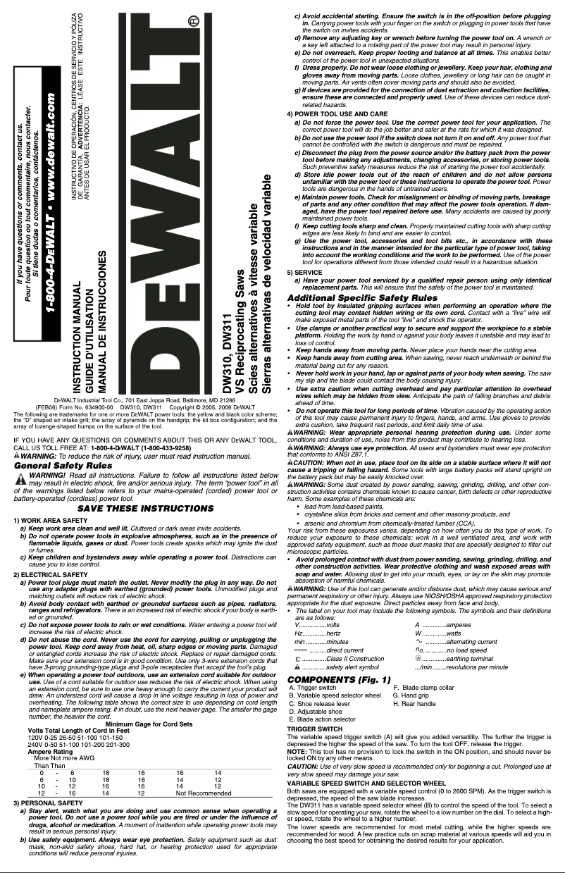 First page image of the manual for DW310K