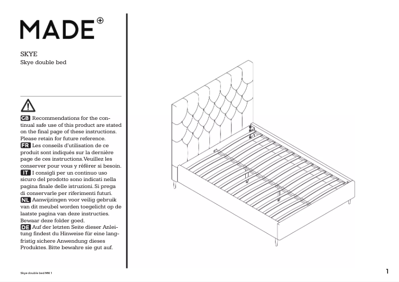 First page image of the manual for Skye
