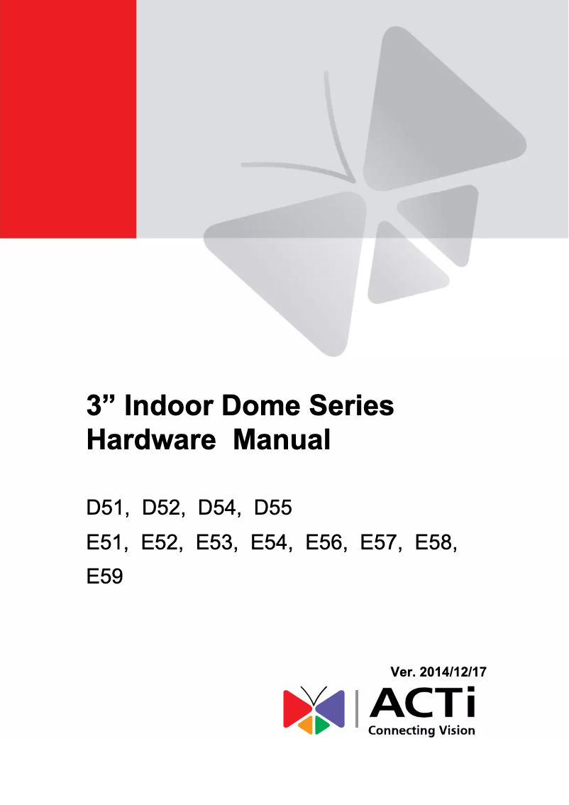 Page 1 of the manual User Manual ACTi E58