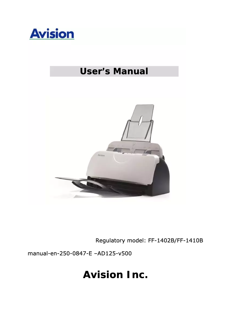 First page image of the manual for AD125