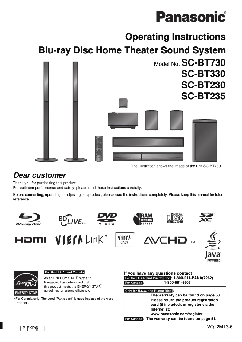 First page image of the manual for SC-BT235
