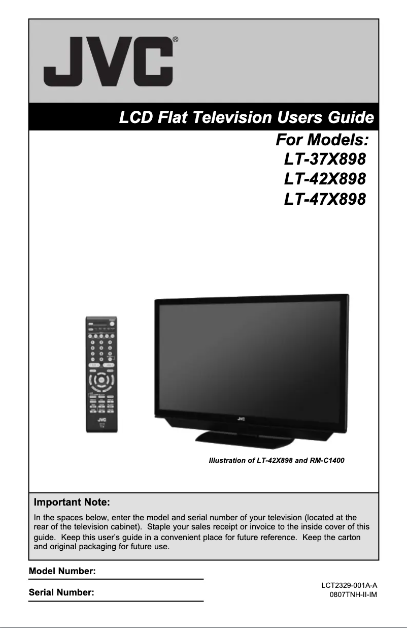 First page image of the manual for LT-42X898