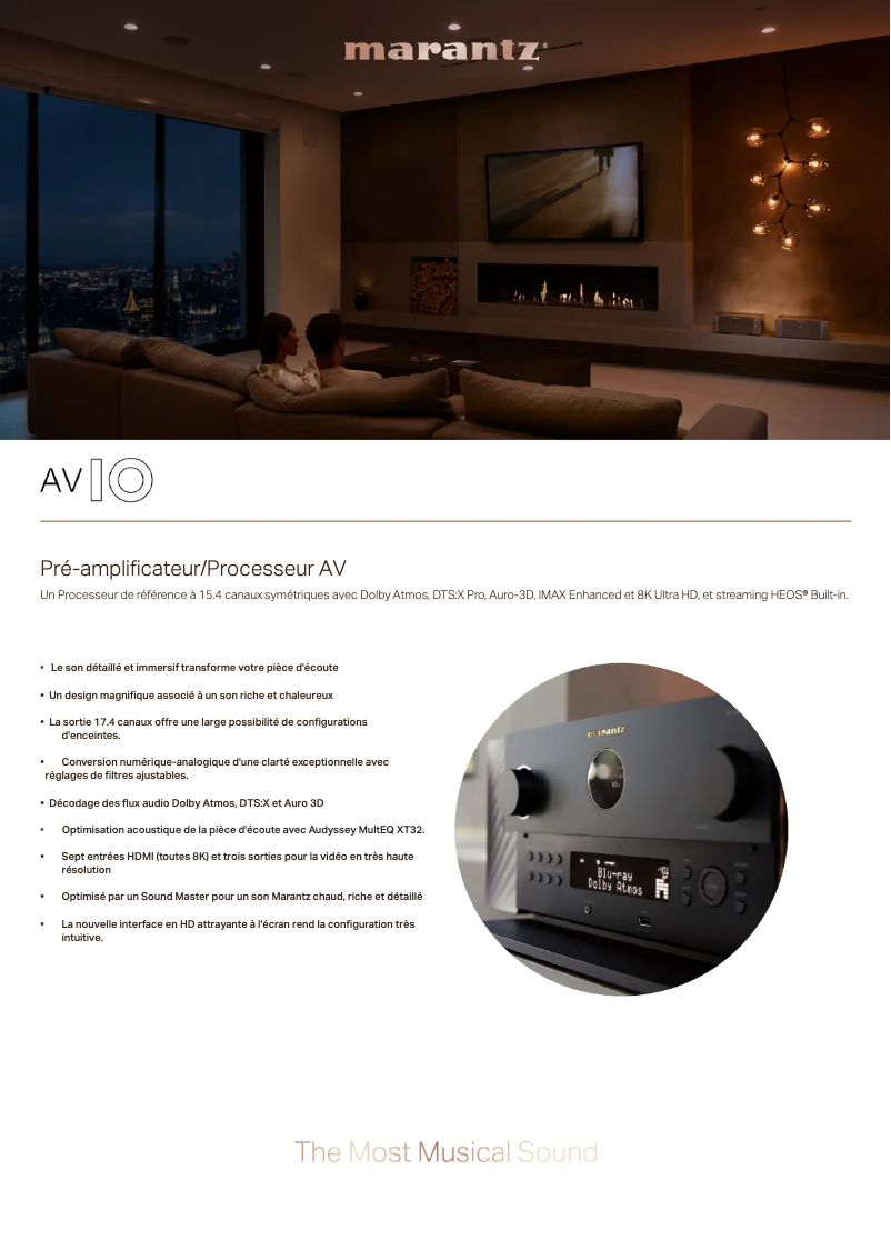 Page 1 of the manual Technical Sheet Marantz AV 10