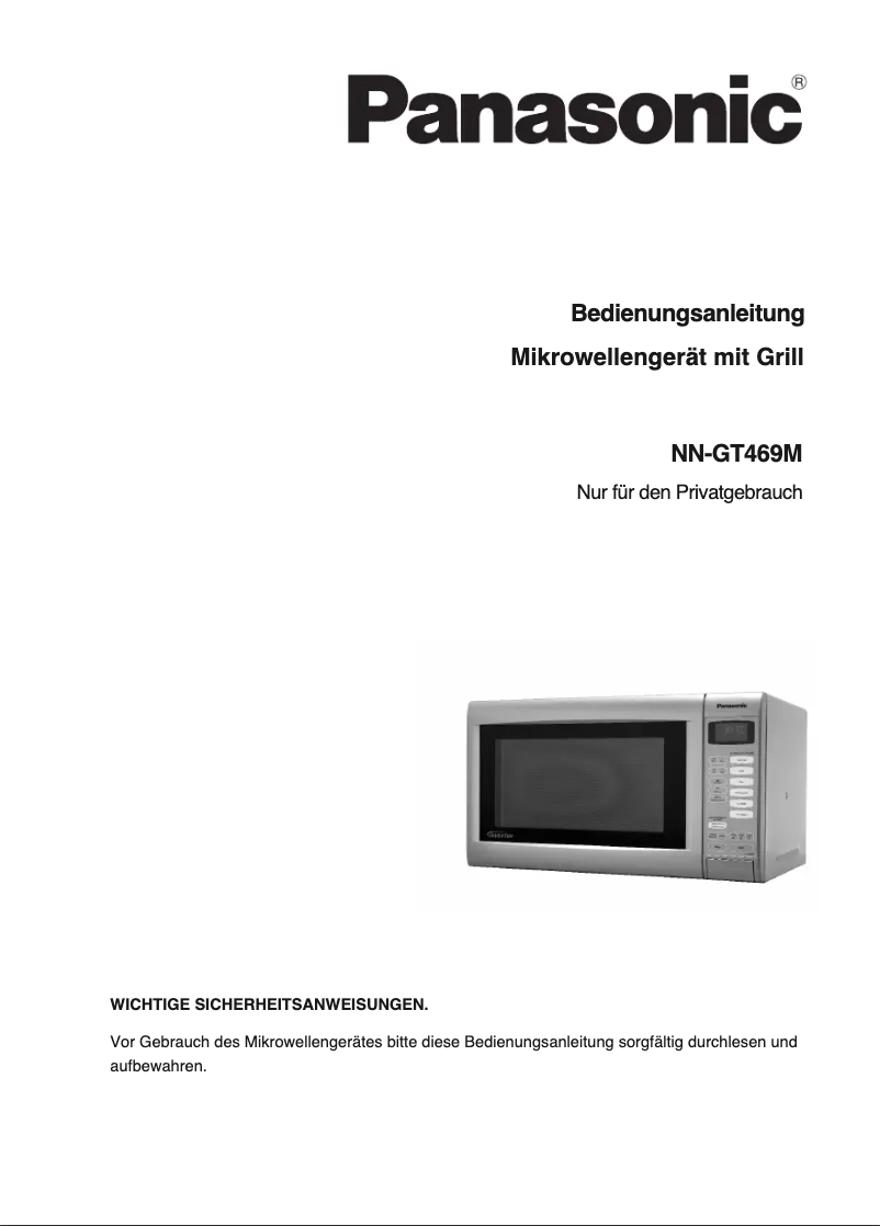 Page 1 of the manual User Manual Panasonic NN-GT469M
