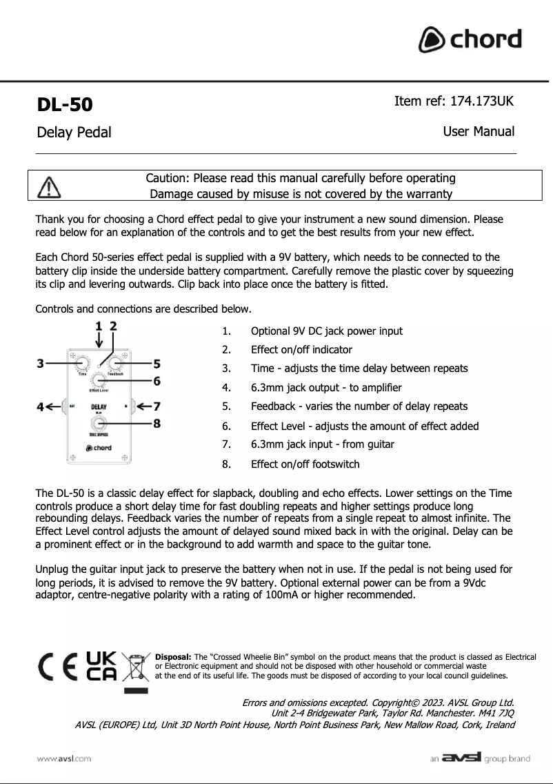 First page image of the manual for DL-50