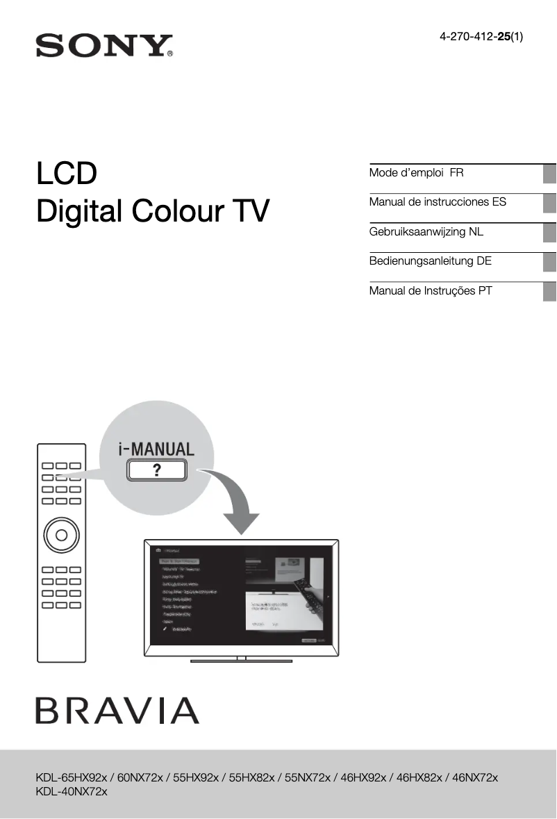 Page 1 of the manual User Manual Sony Bravia KDL-55HX820