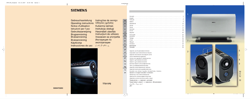 Page 1 of the manual User Manual Siemens TT911P2