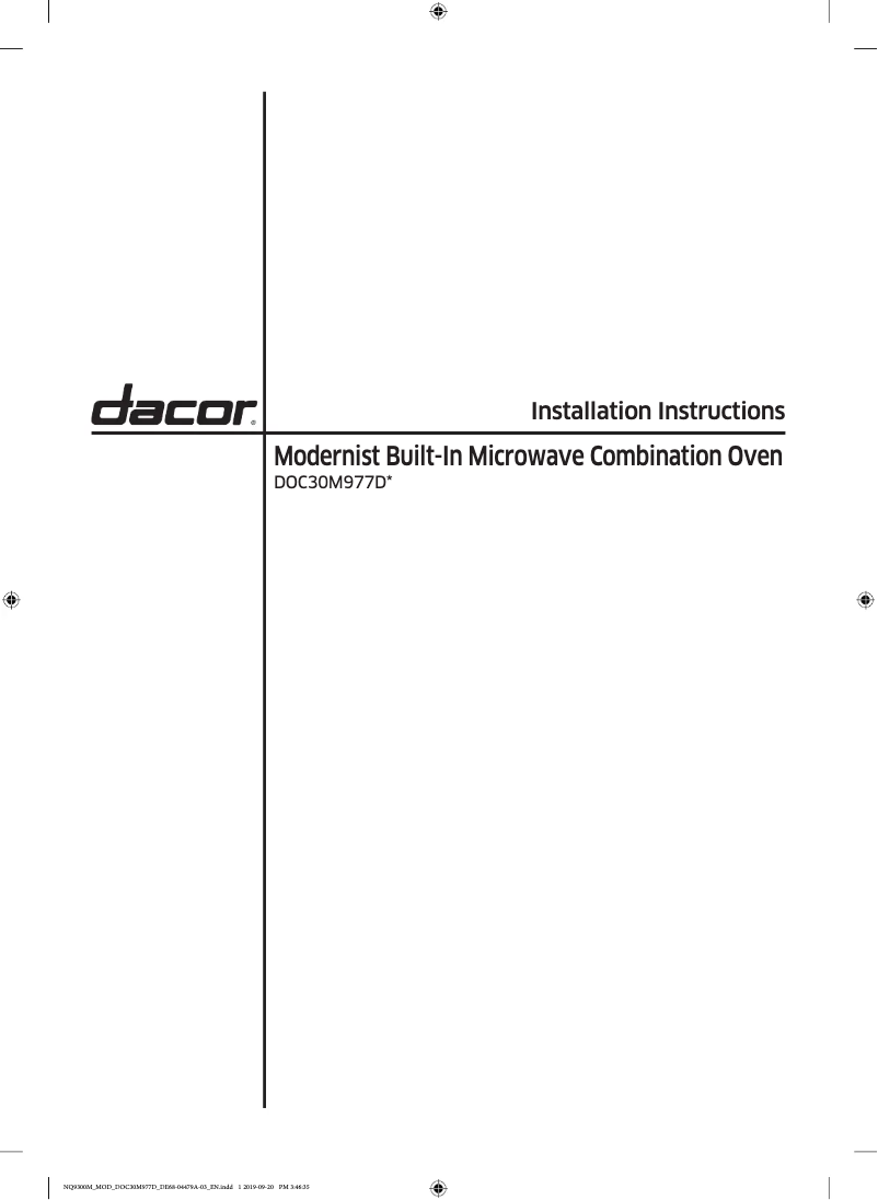 Page 1 of the manual Installation Guide Samsung DOC30M977DS