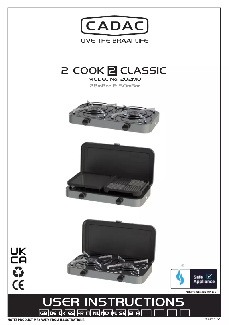 Page 1 of the manual User Manual Cadac 2 Cook 2 Classic