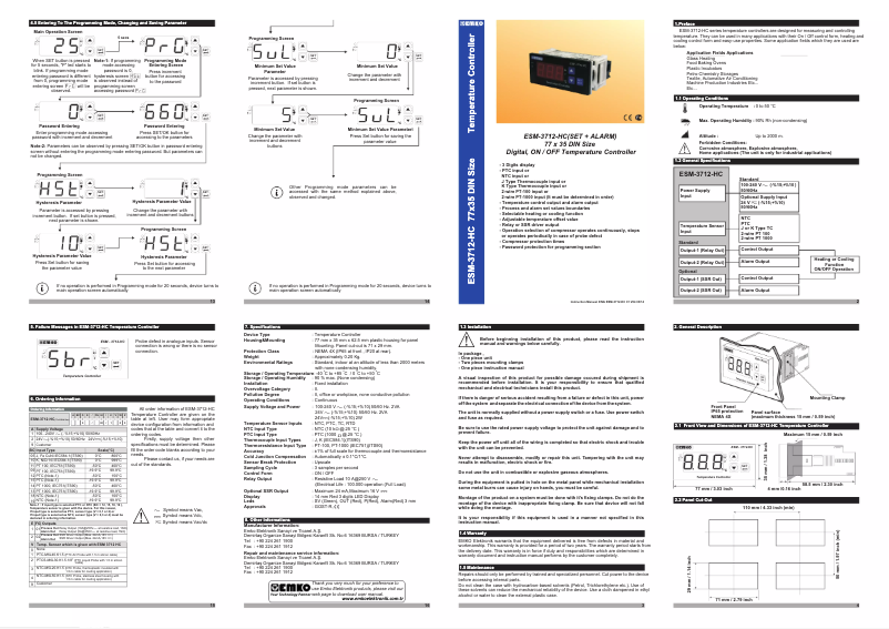 First page image of the manual for ESM-3712-HC