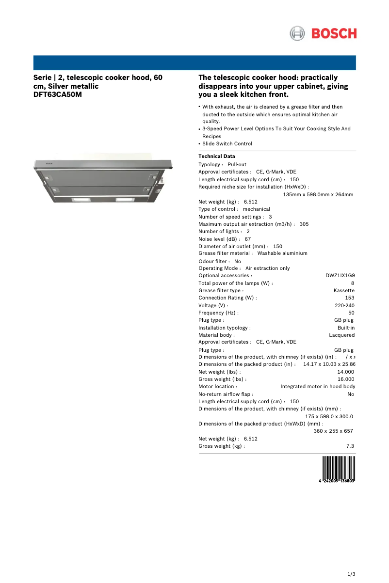 First page image of the manual for DFT63CA50M