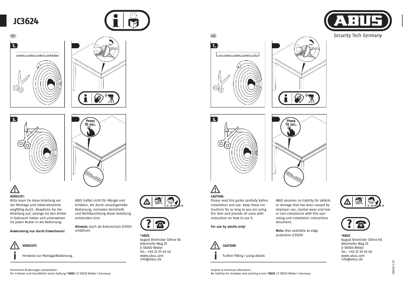 Page 1 of the manual User Manual Abus JC3624