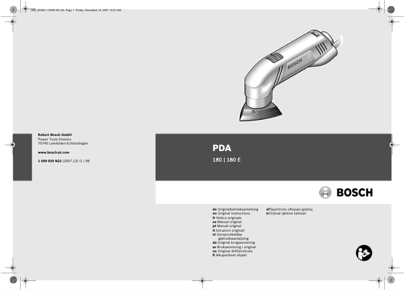First page image of the manual for PDA 180