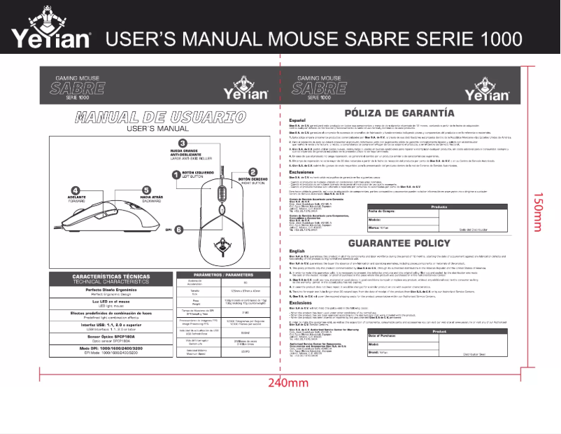 First page image of the manual for Sabre Serie 1000