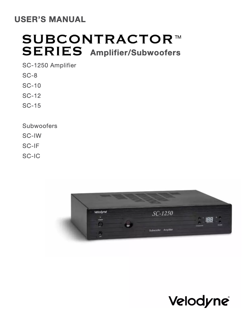 Page 1 of the manual User Manual Velodyne SC-1250