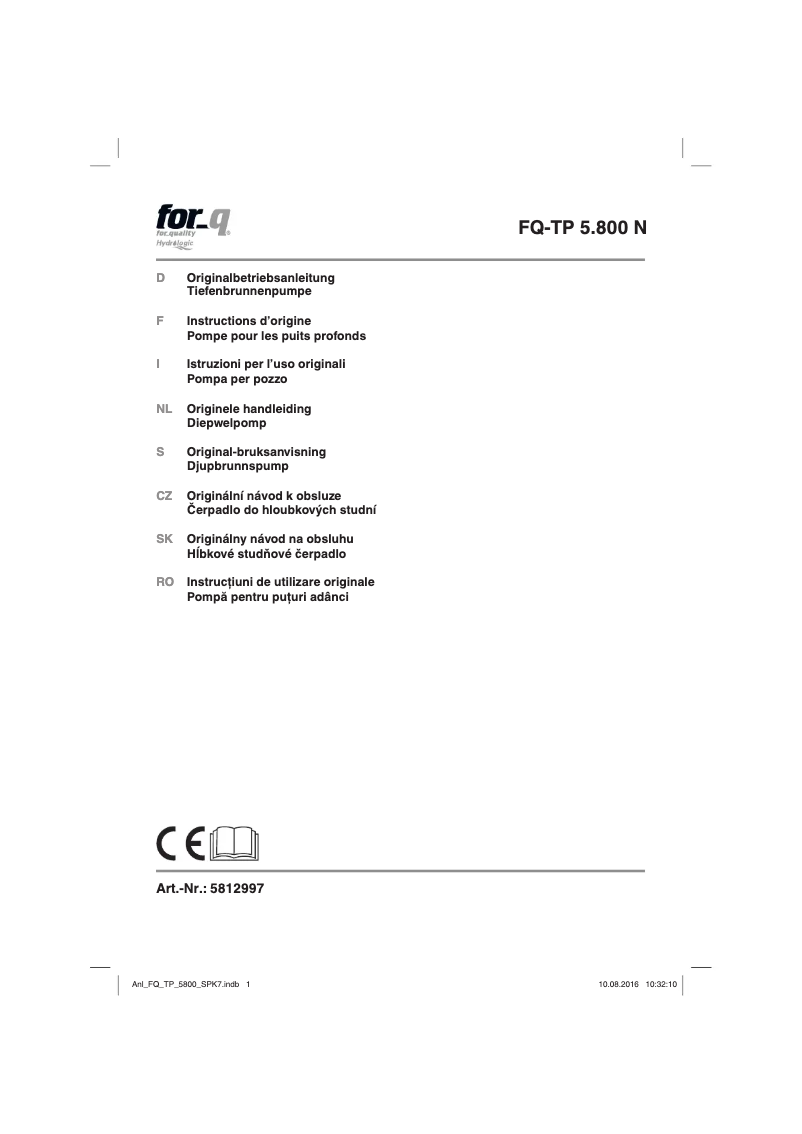 Page 1 of the manual User Manual For_Q FQ-TP 5.800 N