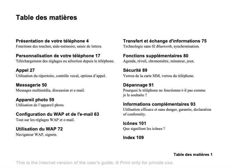 Page 1 of the manual User Manual Sony Ericsson T610
