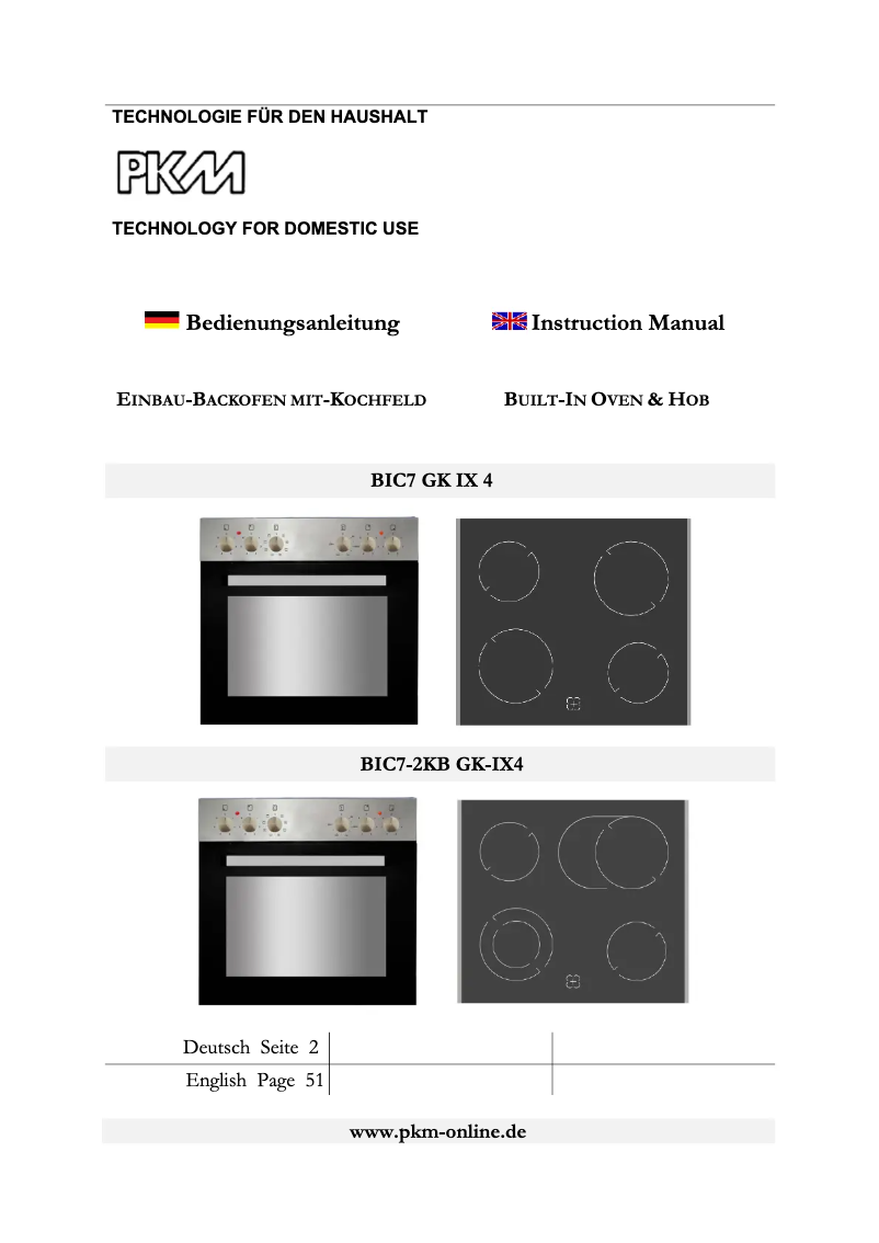 First page image of the manual for BIC7-2KB GK-IX4