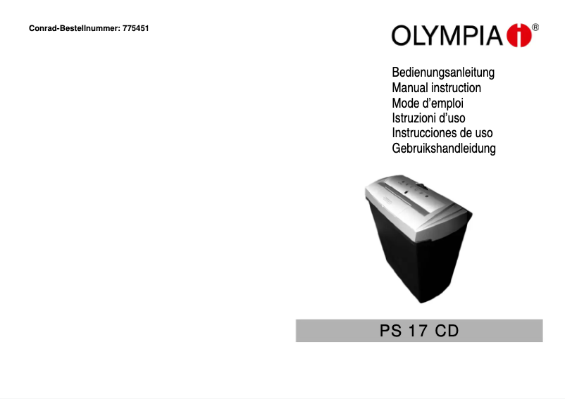 First page image of the manual for PS 17 CD