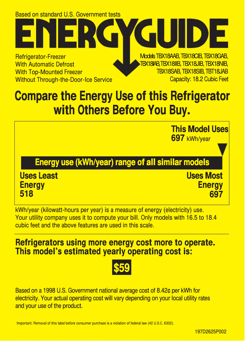 First page image of the manual for TBX18CIBAA