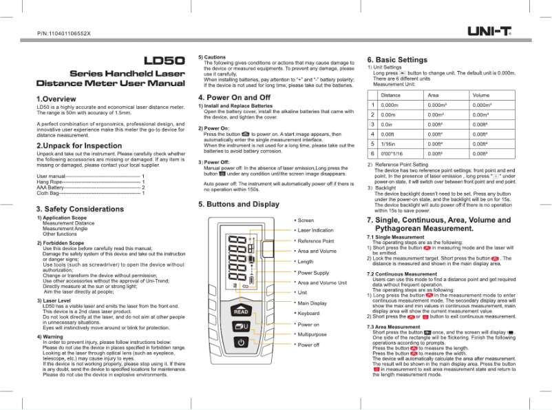 First page image of the manual for LD50