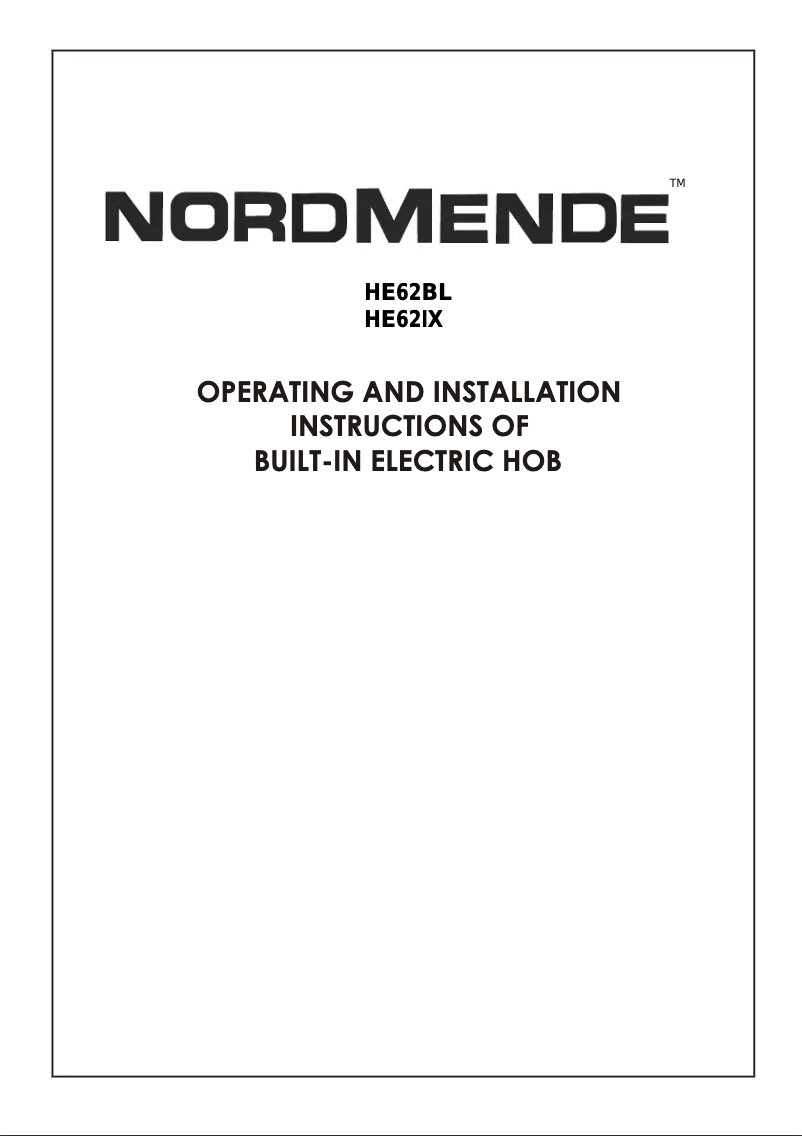 First page image of the manual for HE62BL