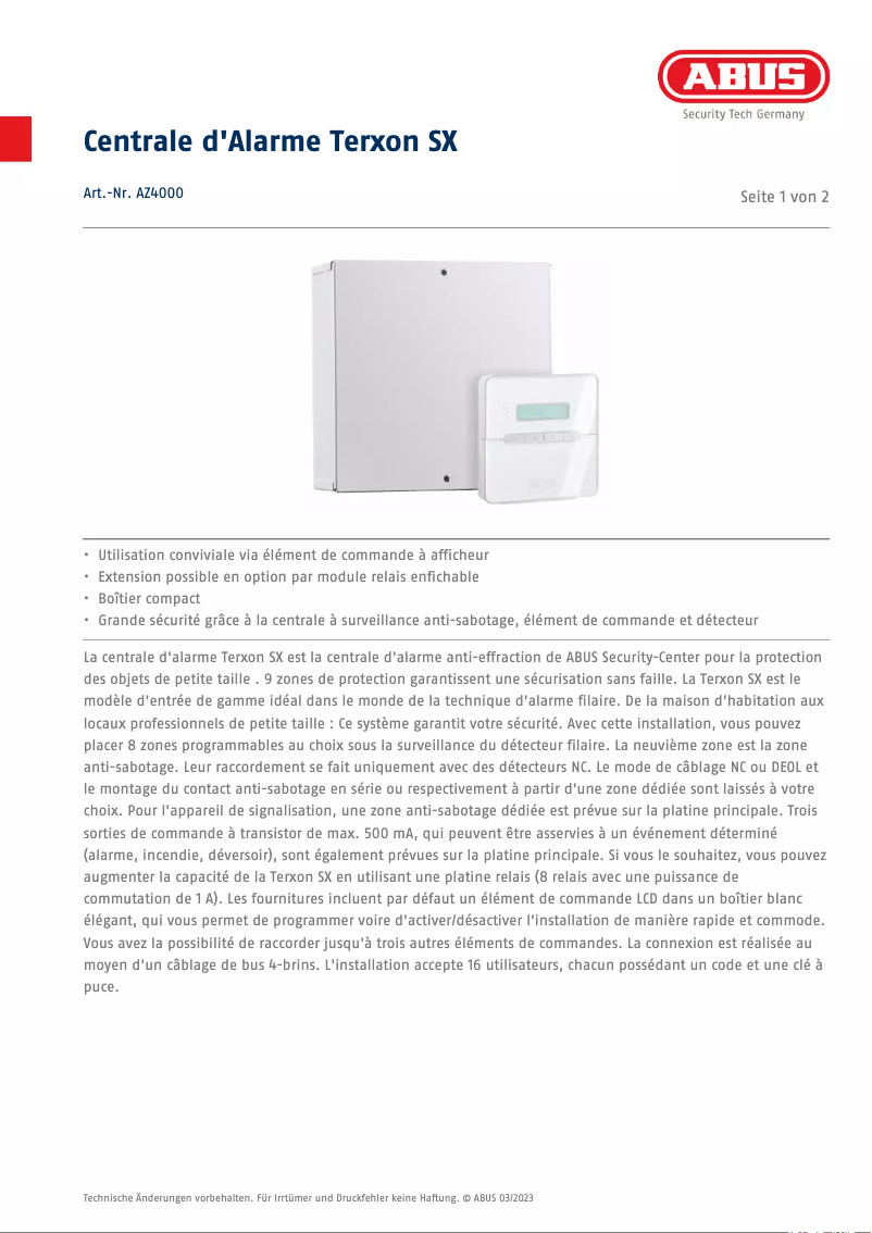 Image de la première page du manuel de l'appareil AZ4000