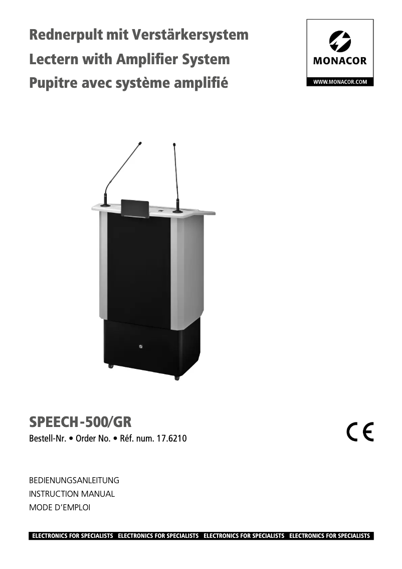 Page 1 of the manual User Manual Monacor SPEECH-500/GR