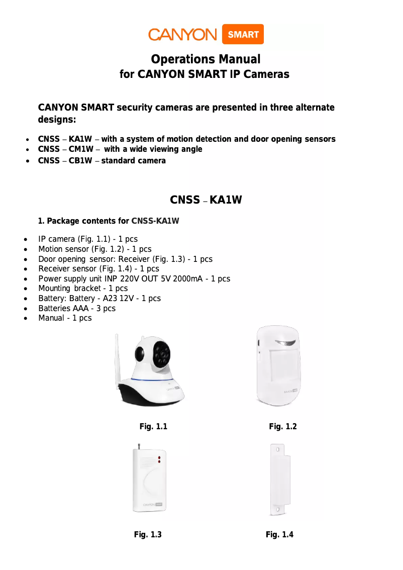 First page image of the manual for CNSS-KA1W