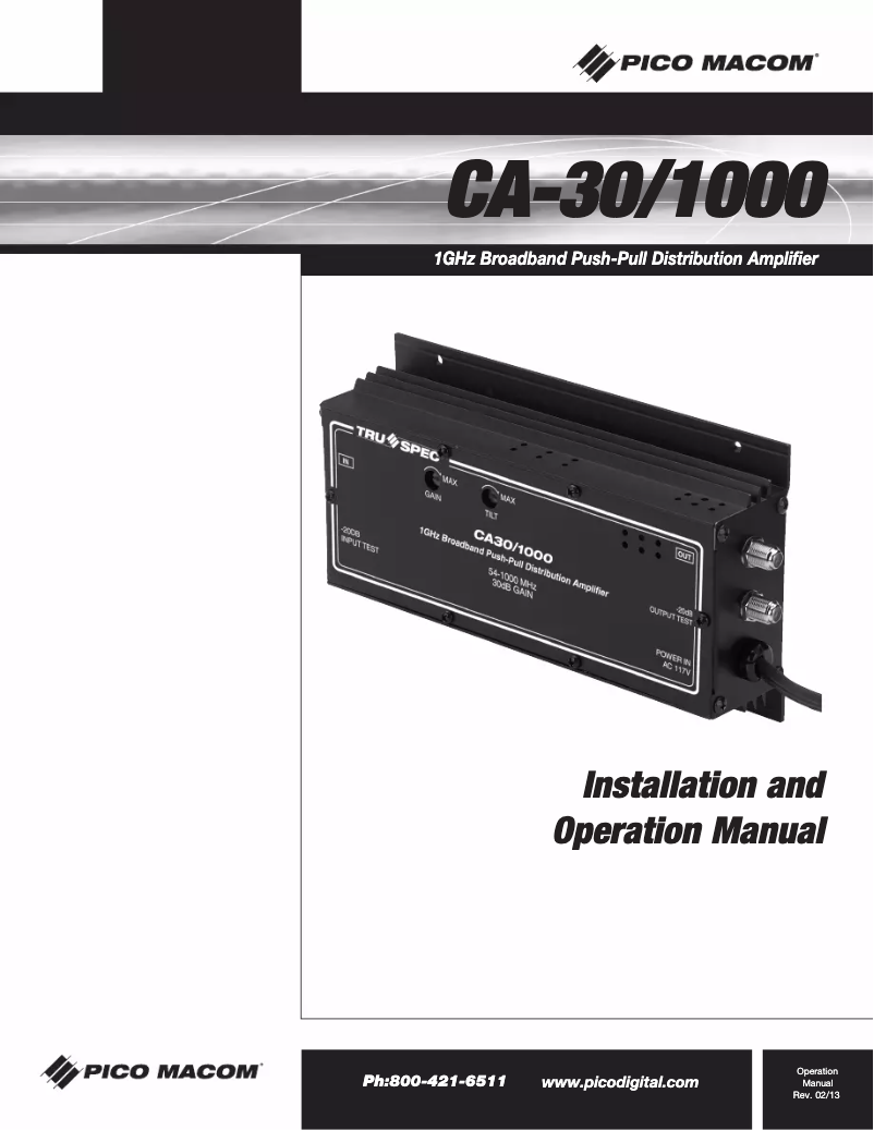 First page image of the manual for CA-30/1000