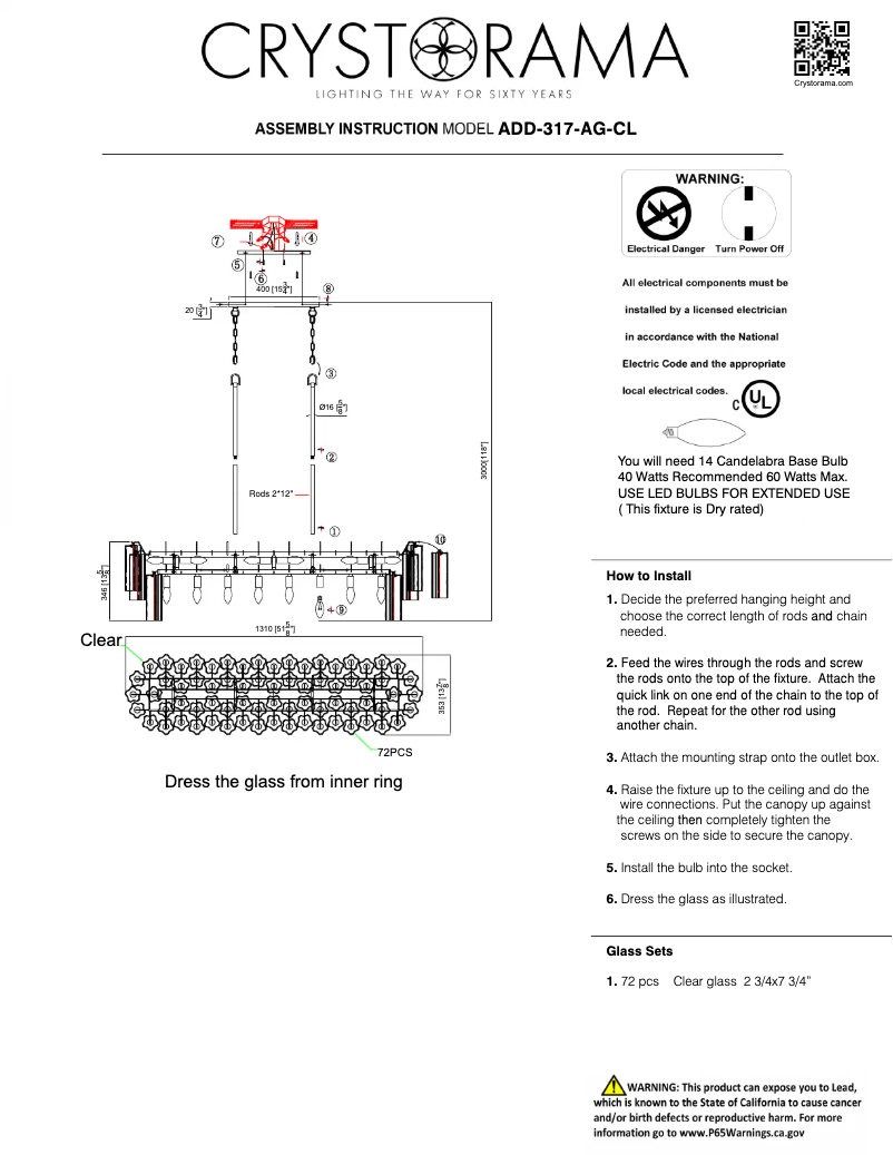 Page 1 of the manual User Manual Crystorama Addis ADD-317-AG-CL