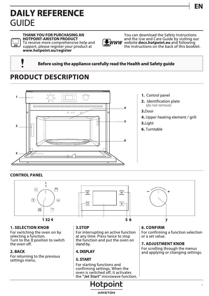 Page 1 of the manual User Manual Hotpoint MD 344 IX HA