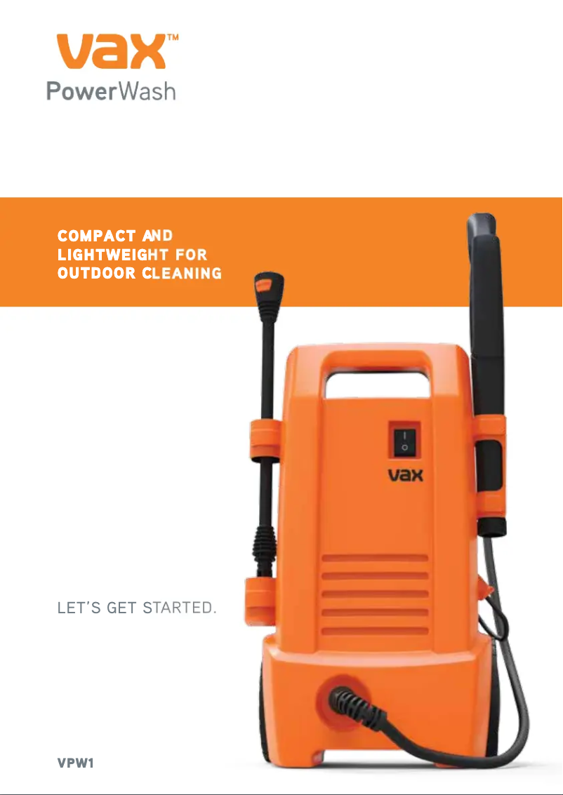 Page 1 of the manual User Manual Vax PowerWash 1700w P86-P1-C