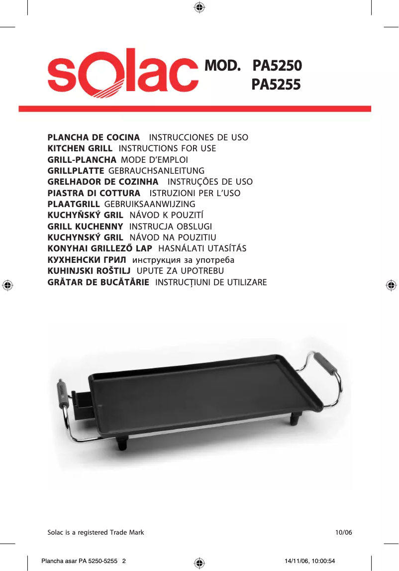 Page 1 of the manual User Manual Solac PA5255