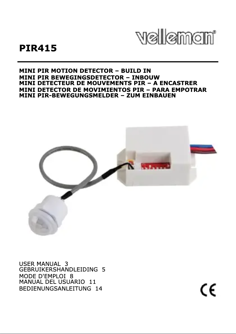 First page image of the manual for PIR415