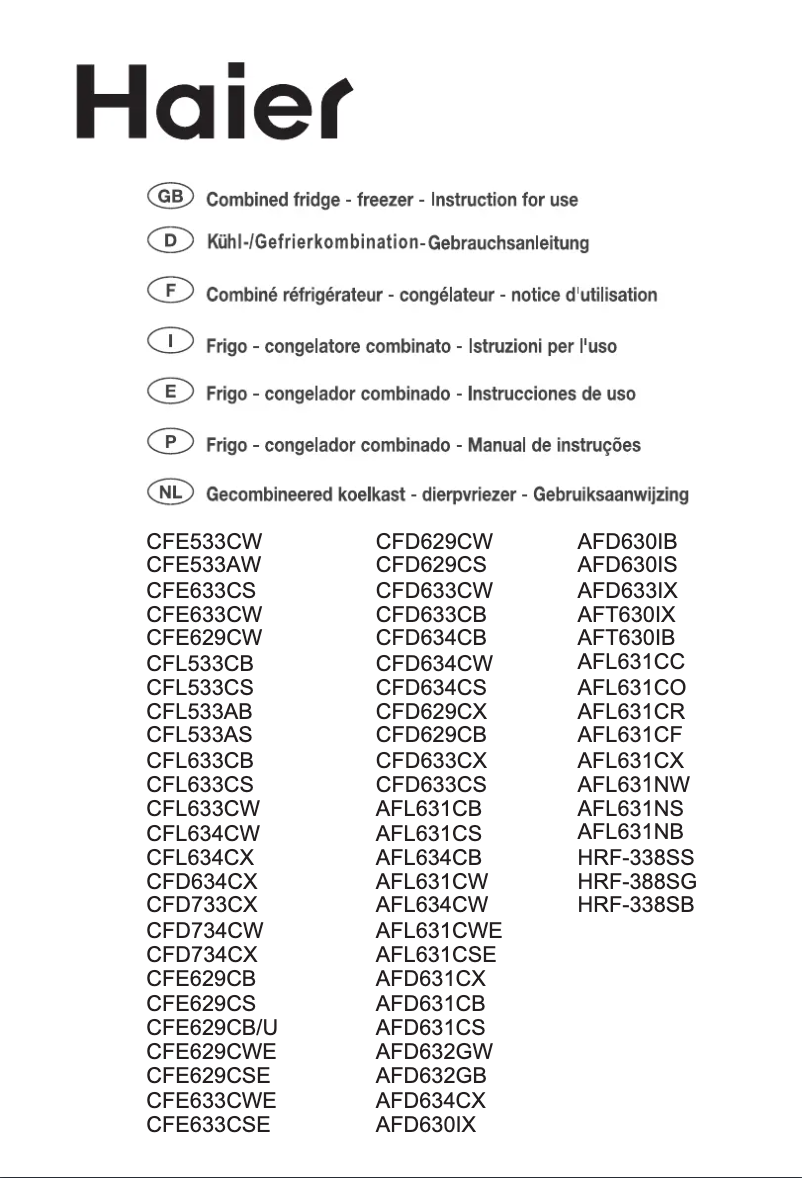 First page image of the manual for AFL631NB