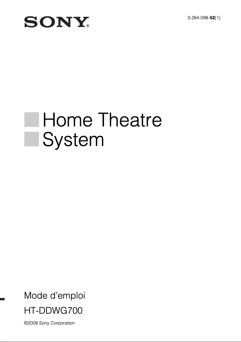 First page image of the manual for HT-DDWG700