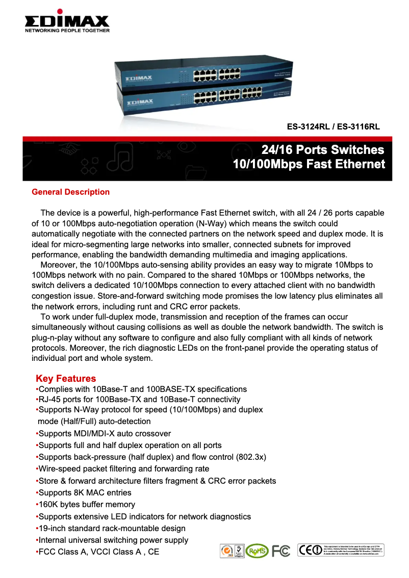 First page image of the manual for ES-3116RL