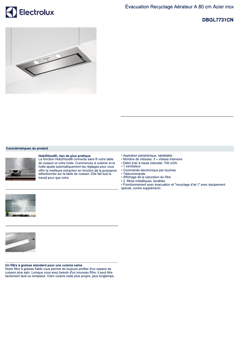 Page 1 of the manual Technical Sheet Electrolux DBGL7731CN
