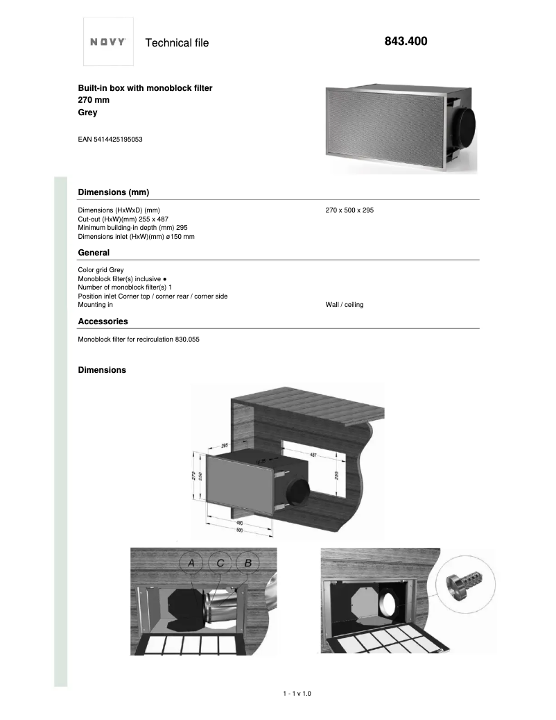 Page 1 of the manual User Manual Novy 843400