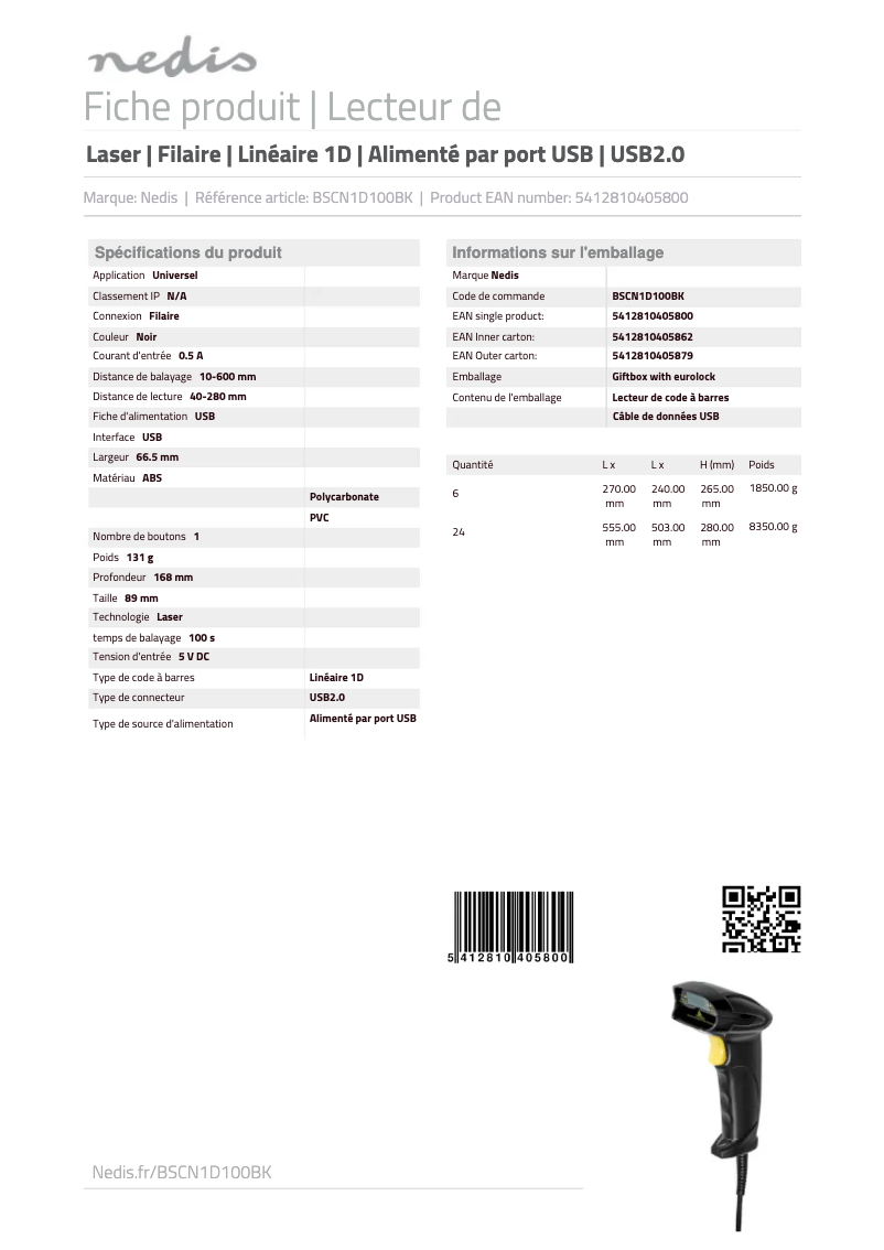 Page 1 of the manual User Manual Nedis BSCN1D100BK