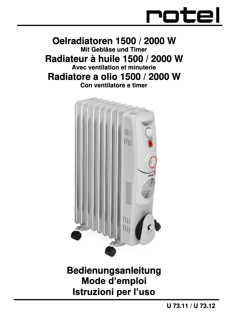 Page 1 of the manual User Manual Rotel U 73.12CH