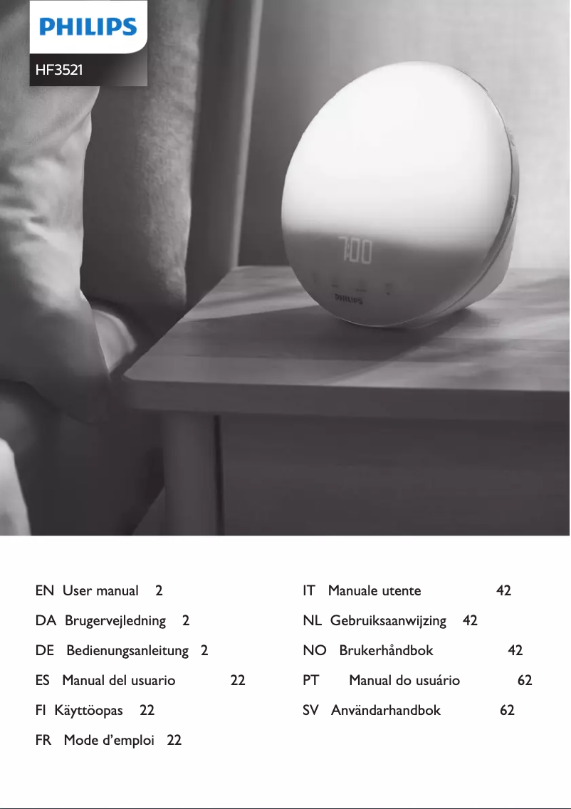 Page 1 of the manual User Manual Philips Wake-up Light HF3521