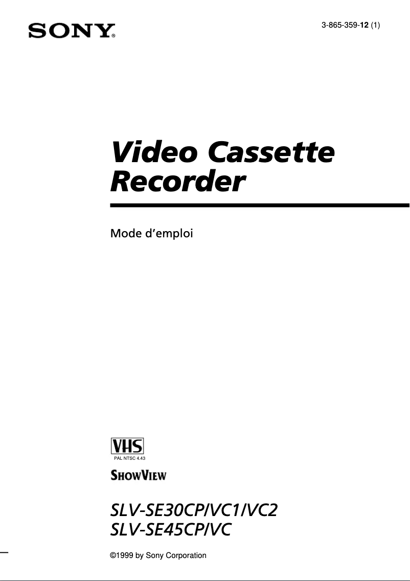 First page image of the manual for SLV-SE30CP