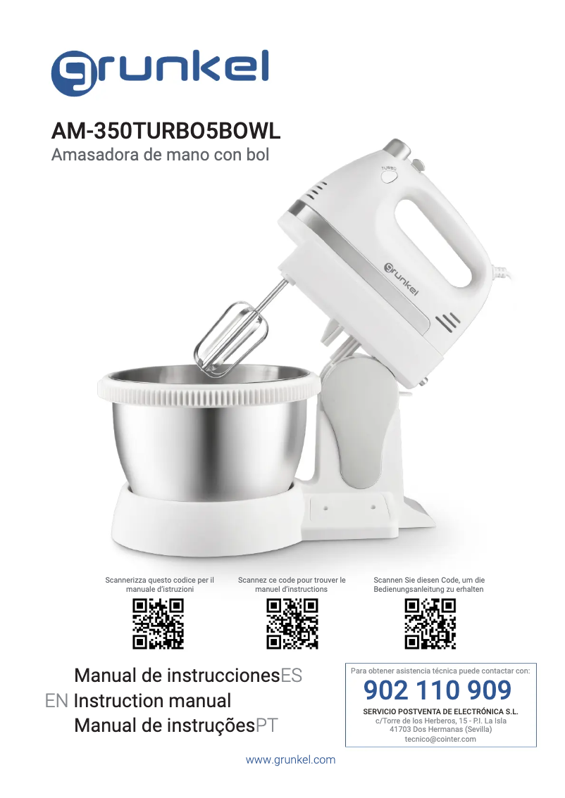First page image of the manual for AM-350TURB05BOWL