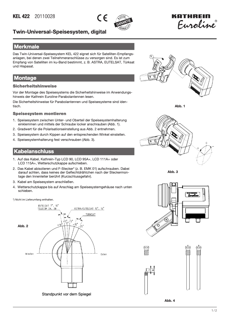 First page image of the manual for Euroline KEL 422