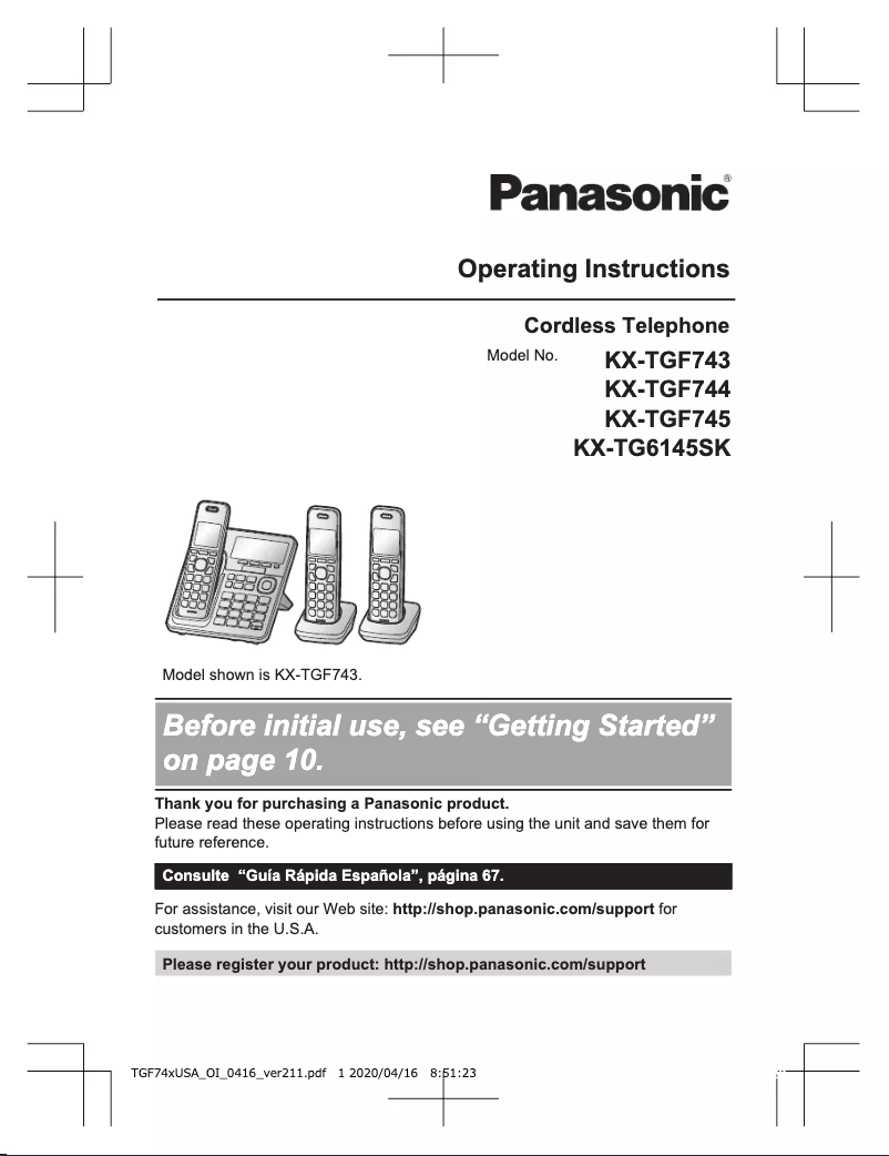 Page 1 de la notice Manuel utilisateur Panasonic KX-TG6145SK
