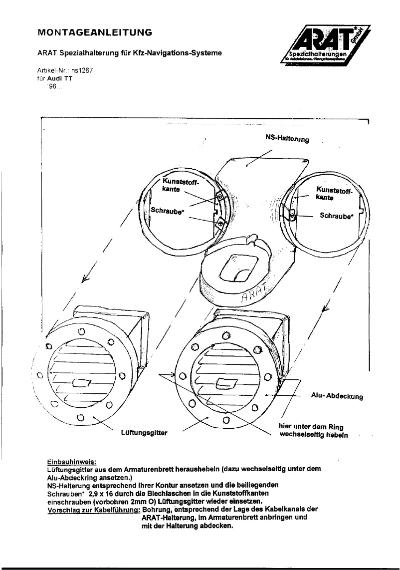 Page 1 of the manual User Manual Arat NS1267