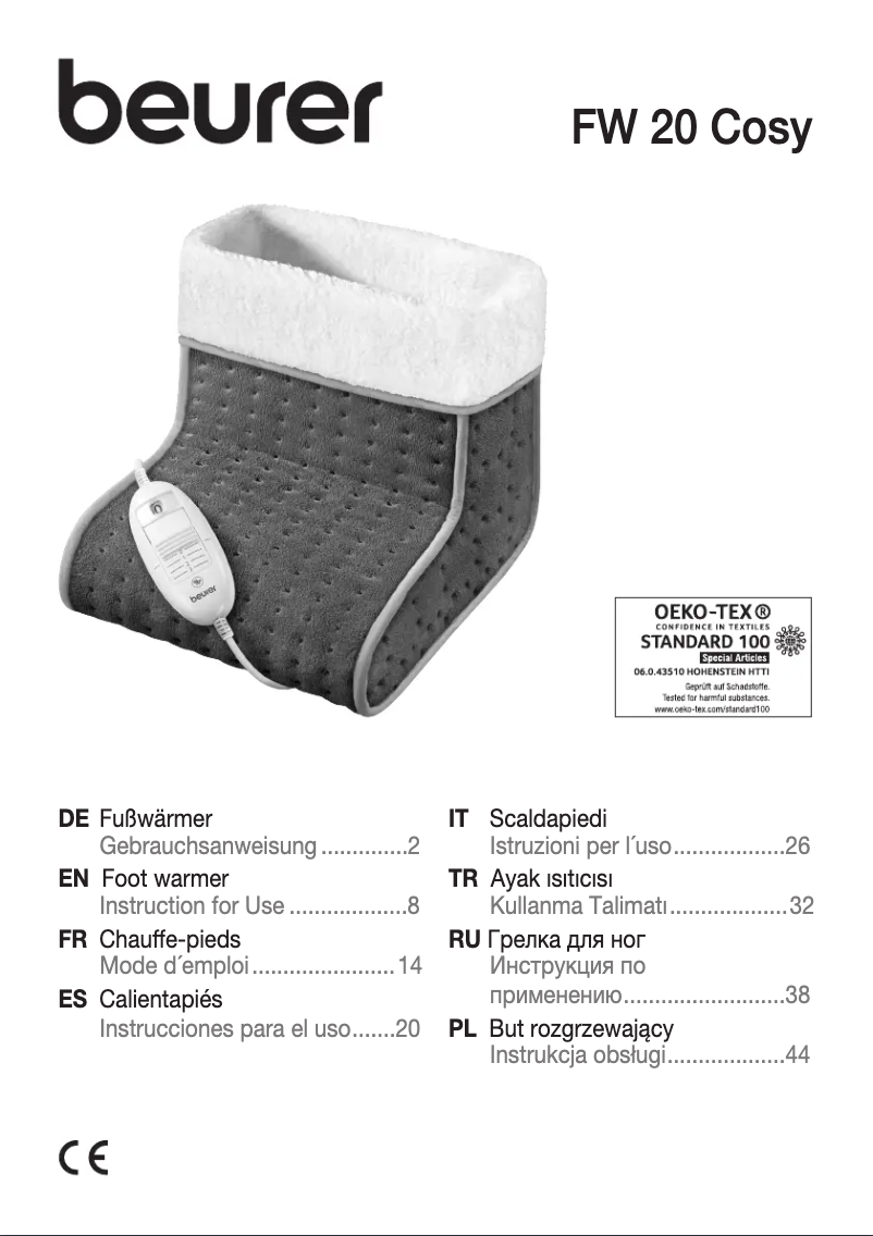 First page image of the manual for FW 20